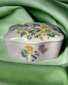 Limoges Trinket Jewelry Box Hand Painted Carnation Flowers Pink VTG Read