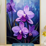 Orchids Oil Painting, Printable Art, Colorful Orchids, Purple Flowers decor, Original Floral Decor, Beautiful Orchid Wall Art, Pink Flower