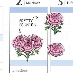 Peony Stickers - Flower Stickers- Pink Flower Stickers - Pink Peonies Stickers- Garden Stickers- Perennials- Cute Planner Stickers -(SN-006)