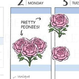 Peony Stickers - Flower Stickers- Pink Flower Stickers - Pink Peonies Stickers- Garden Stickers- Perennials- Cute Planner Stickers -(SN-006)