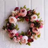 Large Silk Peonies Door Wreath Modern Farmhouse Quality D???cor Wall Wreath NEW