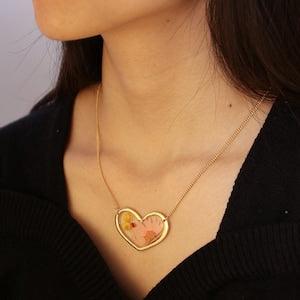 Dried Daisy Necklace | Heart Shape Flower Necklace | Gold Chian Necklace | Pressed Chrysanthemum Jewelry | Gift For Lover