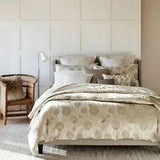 $535 MICHAEL ARAM LILY PAD JACQUARD QUEEN DUVET COVER CHAMPAGNE FLOWER JAPANESE