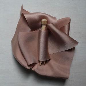 DUSTY ROSE Silk Ribbon, Bias Cut, Wedding Bouquet, Bridal Ribbon, Naturally dyed, Wreath ribbon, 2.5 yards