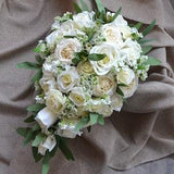 Real Touch Rustic Bouquet, Ivory Roses, Eucalyptus, Bridal Bouquets, Real Touch Roses, Rustic, Boho, Chic, Wedding Bouquets