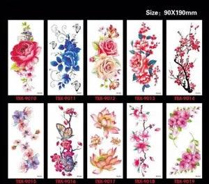 Rose Peony Flower Tattoos - Flash Henna Waterproof Temporary Tattoos Stickers 1p