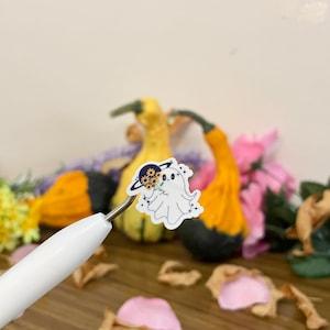 Mini Sunflower Ghost Sticker | Vinyl Die Cut Sticker | Halloween Sticker | Spooky Cute Sticker
