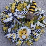 Bee Wreath Summer Wreath Gnome Wreath Spring Wreath Welcome Wreath Farmhouse Wreath Fall Wreath Bee Front Door Wreath
