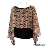 Maurices Floral Blouse Womens Medium Pink Carnations, Black Shell, Elegant Top