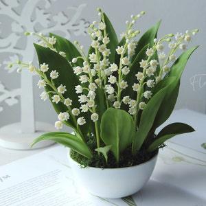 Lily of the valley, Porcelain flowers, rustic floral arrangement, botanical table centerpiece, nature inspired