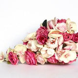 Pink Cascading Wedding Bouquet , Pink Wedding Bouquet , Cascading Blush and Fuchsia Pink Real to Touch Peonies Bridal Bouquet