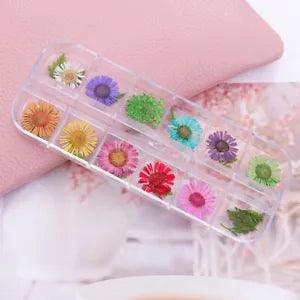 Applique Chrysanthemum Leaves Design Nail Art Sticker 3D Dried Folwer Nail Tip