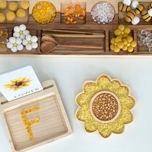 Wood Sensory Tray, Sunflower Plate, Flisat, Sensory Bin, Wood Tray, Kids Gift, Montessori, Wood Toy, Florals, Flower Toys, Homeschool