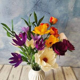Crepe paper flowers bouquet birthday gift, Artificial bright flowers gift for her, Thank you gift, 1st anniversary gift, Home gift