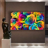 Colorful Roses Painting,Nature-Inspired Art, Floral Beauty, Colorful Bouquet, Flower Arrangement, Blossoming Roses, Flower Art, Garden Art