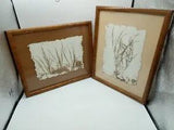 2 Vintage Dried Pressed Grass Gregg Billman Signed in Frames Artist Original Art