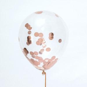 Rose Gold Balloons | Rose Gold Confetti Balloon Bouquet | Metallic Rose Gold Balloons | Bridal Shower Balloons | Wedding Balloons