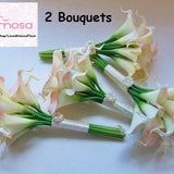 TWO Small Blush Pink Calla Lily Bridesmaid bouquets, Flower Girl Bouquet, Toss Bouquet