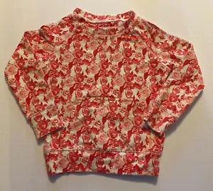 PETIT PEONY Sweatshirt Kangaroo Pouch  3 YEARS Orange Flowers LONG SLEEVE