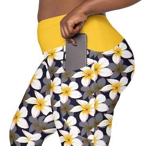 Orchid Flowers Print Leggings for Women, Stylish Workout Leggings, High Waist Yoga Pants, Soft Stretchy Floral Gym Leggings, Gift, Plus Size