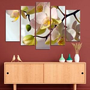 White orchid canvas wall art Orchids print Floral wall decor Botanical art Woman bathroom wall decor Extra large wall art Ready to hang