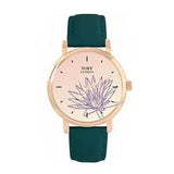 Toff London TLWS-59194 Ladies Purple Water Lilies Flower Watch