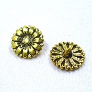 Gold Tone Sunflower Shank Buttons, Pack of 10 Buttons, 18mm, Sewing Buttons, Crafts, Fastener  (Box1M)
