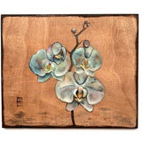 Orchid flower Oil painting on natural wood Handmade OOAK Gift Decoration