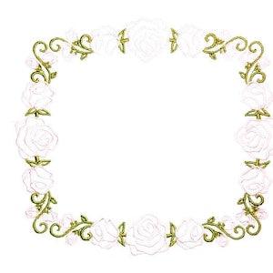 Sweet pink roses embroidered quilt label to customize with your personal message