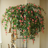 Hanging Rose Vine with Buds, Small Rose Long Stem, Artificial Flowers, Rustic Home Floral Decor, Wedding Party Arrangement, for Garland Arch
