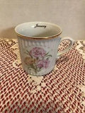 Original Bohemia Collectors Mug JANUARY Czech  Republik CARNATION Flower