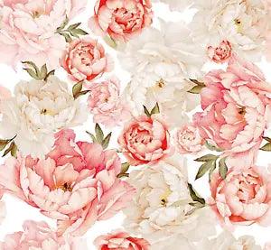 Blooming Wall Peel&Stick Removable Pink Champagne Fresh Peony Self-Adhesive Prep