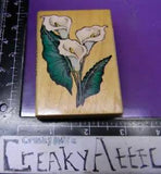 CALLA LILIES TRIO FLOWER LONG STEM PLANT RUBBER STAMP COMOTION 1848 CREAKYATTIC