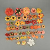 52Pc Orange Mixed Size Rayon DIY Material Pack Flower Head for Floral Wall Decor