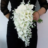 Cascading White Calla Lilly & Baby Breaths Floral Wedding Bouquet