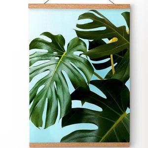Leaves Wall Art, Monstera print, Botanical Framed, Nature Wall Decor, Abstract Green, Plant Art Print, Green Leaf Poster, Print with Hanger