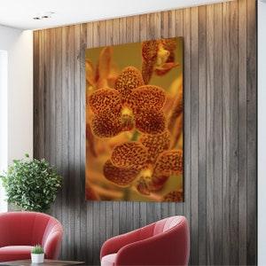 Stretched Canvas Flower Floral Fine Art Photo Print Orange Orchids Red Macro Blur Bokeh Photography Nature Plants Natural