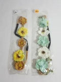 x2 Womens Hair HeadBand Flower Plant Carnation Leaves Yellow Brown Green White?