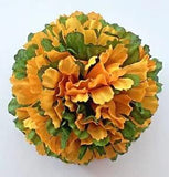 3.5" Orange & Green Carnation Artificial Silk Fake Flower BROOCH Pin