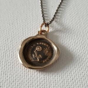 Bronze Gratitude - Sunflower Wax Seal Necklace - 335B