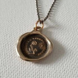 Bronze Gratitude - Sunflower Wax Seal Necklace - 335B