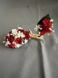 Red and White Wrist Corsage And Boutonniere