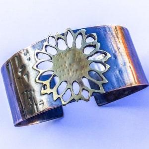 Warm, sunflower bracelet, fall fashion, healing copper, flower jewelry, gift for her, cheerful, sunflower gift