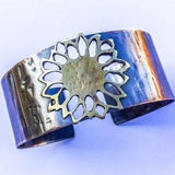 Warm, sunflower bracelet, fall fashion, healing copper, flower jewelry, gift for her, cheerful, sunflower gift