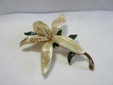 Vintage Large Enamel & Rhinestone Floral LILY Brooch Pin ~ 57.0 grams ~ Unsigned