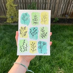 Green and Yellow Plant Watercolour Painting