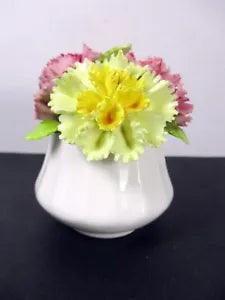 Bone China Vase Of Carnations Pink Yellow Royal Dover England