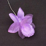 Magnificent vintage pink lilac millinery orchid flower, Satin & organza hat flower on stem with pearls, Bunch of 6 craft flowers, Fascinator
