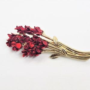 Vintage Danbury Mint Metal Red Rose Bouquet Brooch