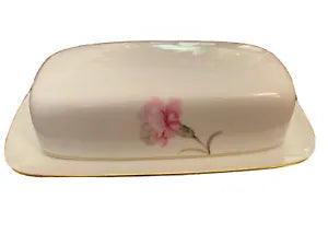 VTG CARNATION BY ROYAL COURT FINE CHINA BUTTER DISH WITH LID JAPAN  8??? X 4.25???